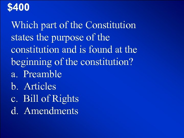 © Mark E. Damon - All Rights Reserved $400 Which part of the Constitution