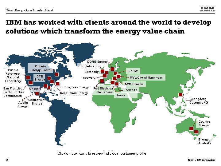 Smart Energy for a Smarter Planet IBM has worked with clients around the world