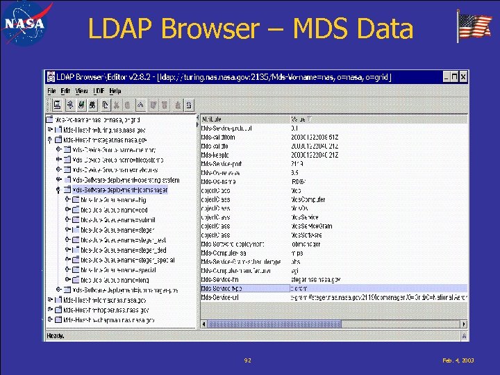 LDAP Browser – MDS Data 92 Feb. 4, 2003 