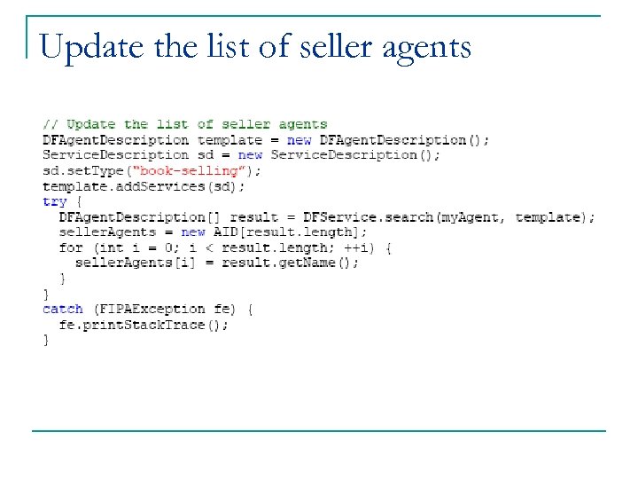 Update the list of seller agents 