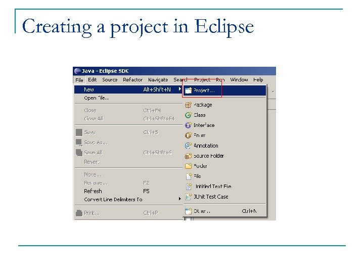 Creating a project in Eclipse 