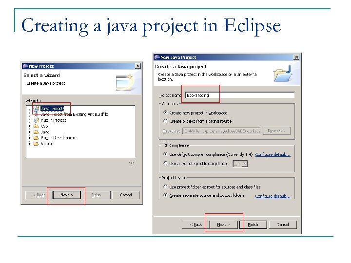 Creating a java project in Eclipse 