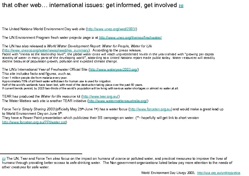 that other web… international issues: get informed, get involved [1] The United Nations World