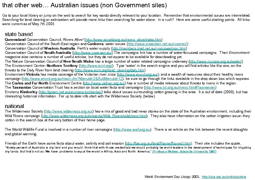 that other web… Australian issues (non Government sites) Go to your local library or