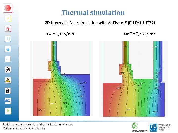 Thermal simulation 2 D thermal bridge simulation with An. Therm® (EN ISO 10077) Uw