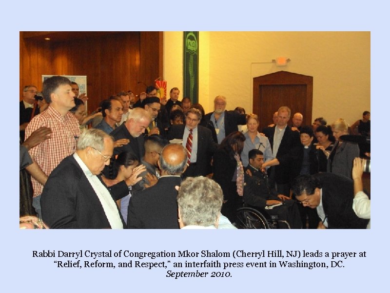 Rabbi Darryl Crystal of Congregation Mkor Shalom (Cherryl Hill, NJ) leads a prayer at