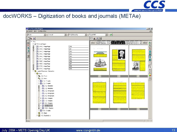 CCS – Offices doc. WORKS – Digitization of books and journals (METAe) July 2004