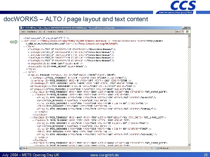 CCS – Offices doc. WORKS – ALTO / page layout and text content July