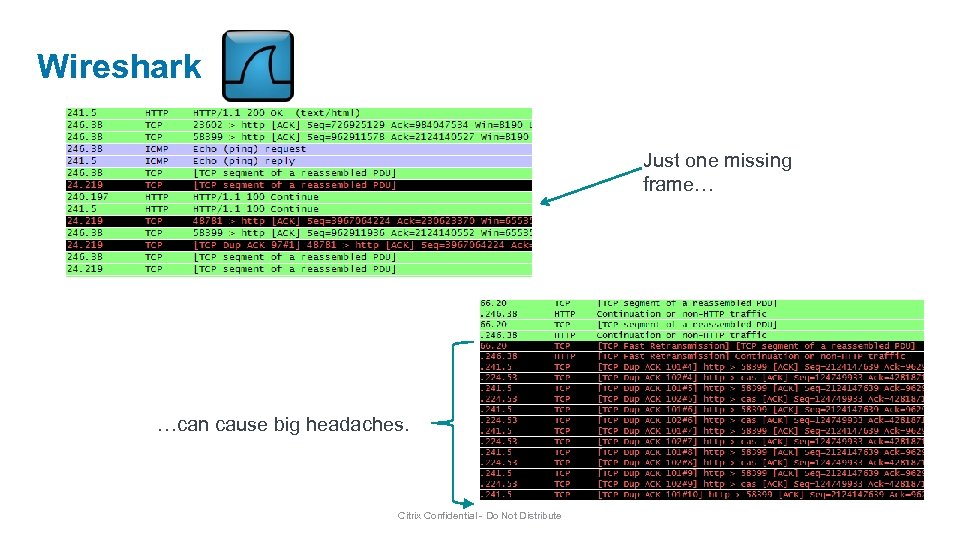 Wireshark Just one missing frame… …can cause big headaches. Citrix Confidential - Do Not