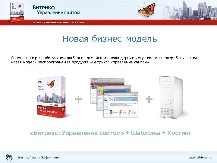 Новая бизнес-модель Совместно с разработчиками шаблонов дизайна и провайдерами услуг хостинга разрабатывается новая модель