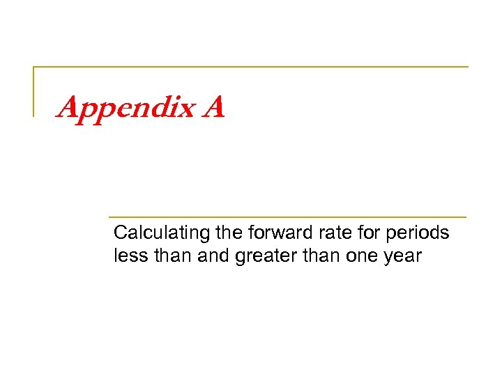 Appendix A Calculating the forward rate for periods less than and greater than one