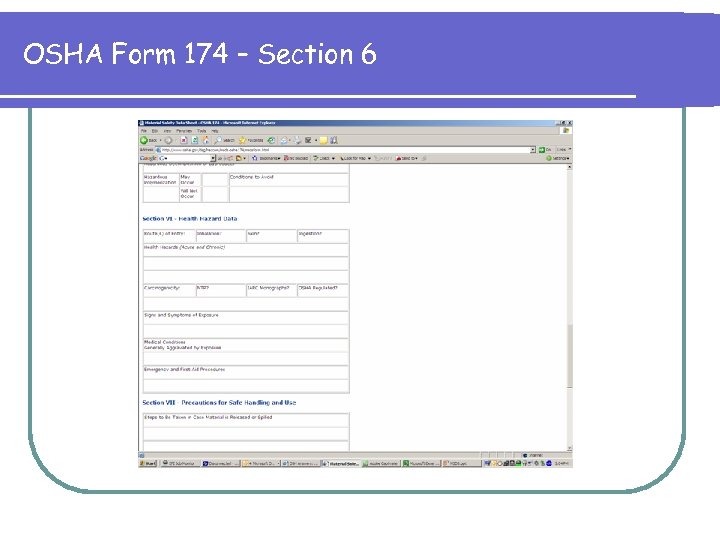 OSHA Form 174 – Section 6 