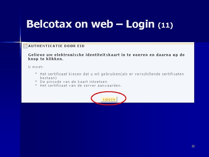 Belcotax on web – Login (11) 22 