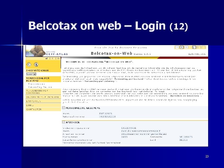 Belcotax on web – Login (12) 23 