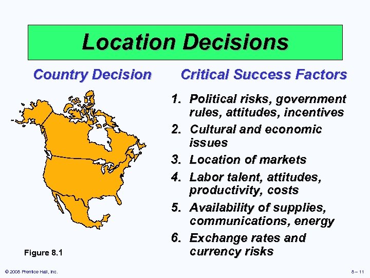 Location Decisions Country Decision Figure 8. 1 © 2008 Prentice Hall, Inc. Critical Success
