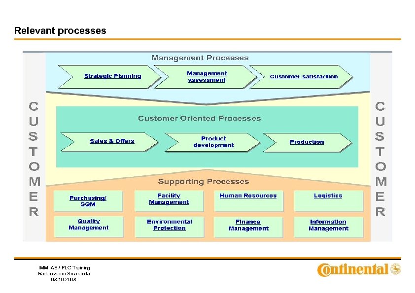 Relevant processes IMM IAS / PLC Training Radauceanu Smaranda 08. 10. 2008 