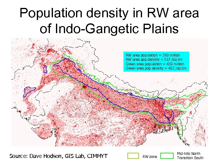 Population density in RW area of Indo-Gangetic Plains RW area population = 280 million