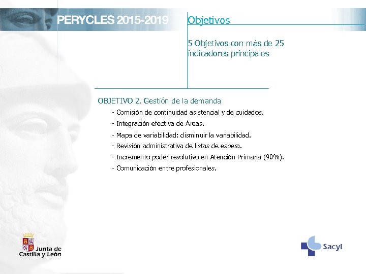 Objetivos 5 Objetivos con más de 25 indicadores principales OBJETIVO 2. Gestión de la