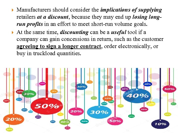  Manufacturers should consider the implications of supplying retailers at a discount, because they