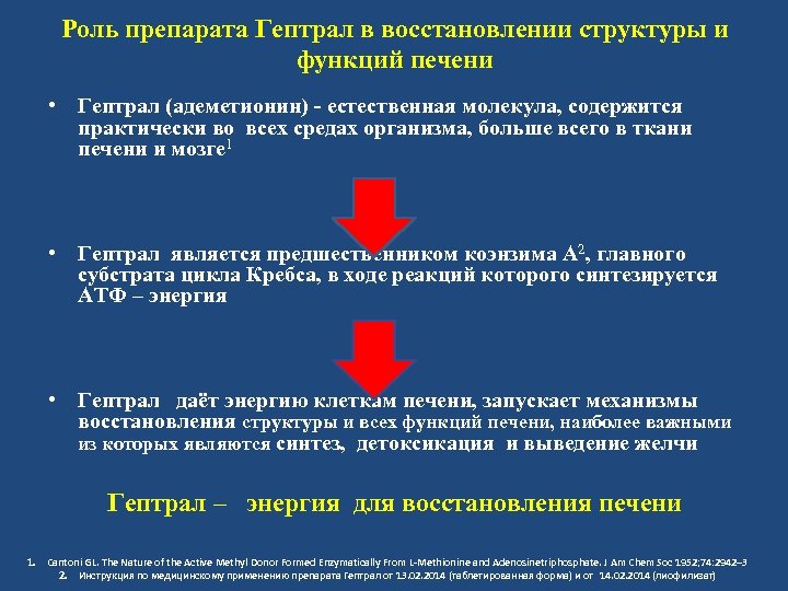 Роль препарата Гептрал в восстановлении структуры и функций печени • Гептрал (адеметионин) - естественная