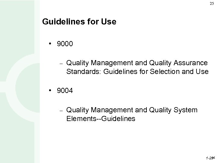 25 Guidelines for Use • 9000 – Quality Management and Quality Assurance Standards: Guidelines