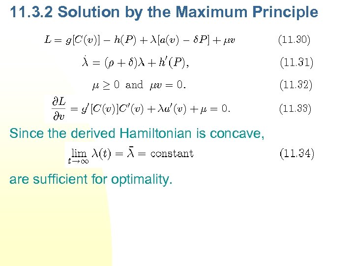 11. 3. 2 Solution by the Maximum Principle Since the derived Hamiltonian is concave,