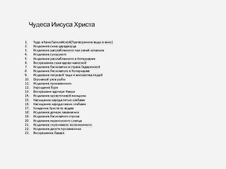 Чудеса Иисуса Христа 1. 2. 3. 4. 5. 6. 7. 8. 9. 10. 11.