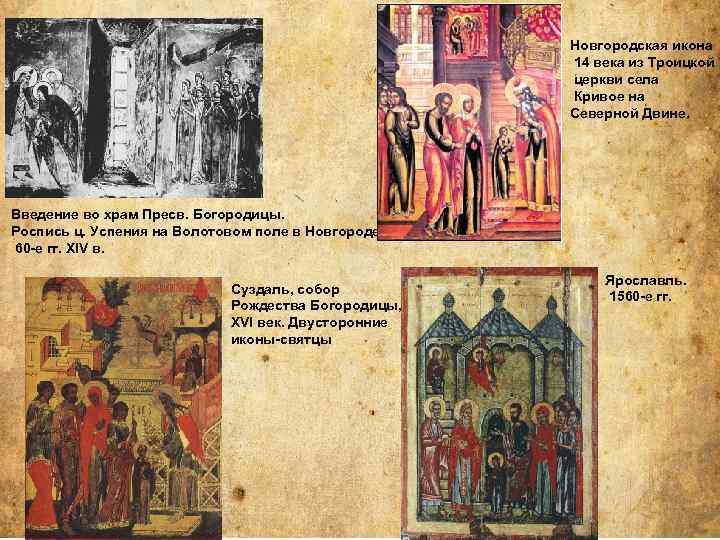Новгородская икона 14 века из Троицкой церкви села Кривое на Северной Двине. Введение во
