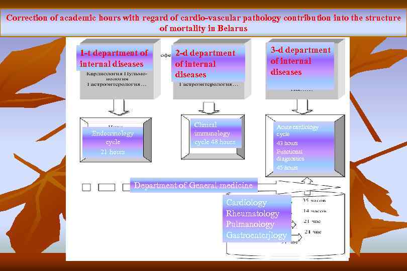 Correction of academic hours with regard of cardio-vascular pathology contribution into the structure of