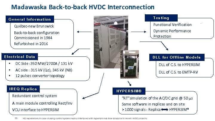 Madawaska Back-to-back HVDC Interconnection Testing General Information Functional Verification Dynamic Performance Protection Québec-new Brunswick