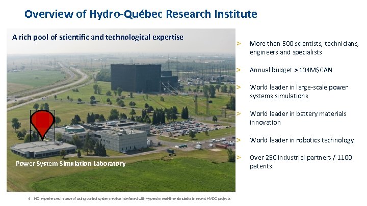 Overview of Hydro-Québec Research Institute A rich pool of scientific and technological expertise World