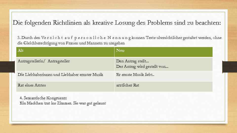 Die folgenden Richtlinien als kreative Losung des Problems sind zu beachten: 3. Durch den