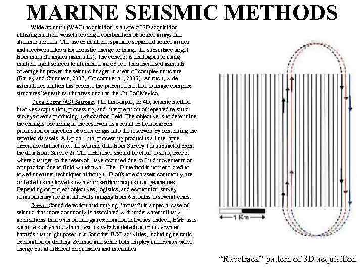 MARINE SEISMIC METHODS Wide azimuth (WAZ) acquisition is a type of 3 D acquisition