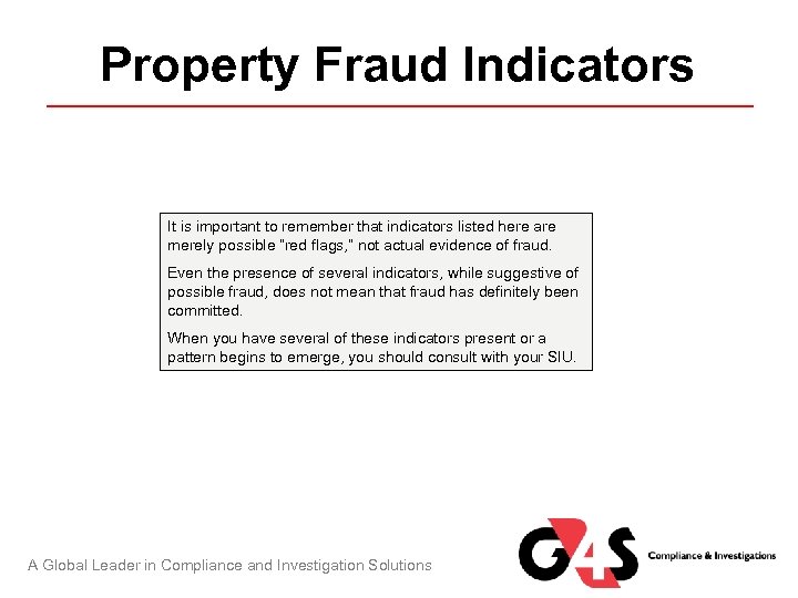 Property Fraud Indicators It is important to remember that indicators listed here are merely
