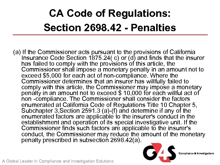 CA Code of Regulations: Section 2698. 42 - Penalties (a) If the Commissioner acts