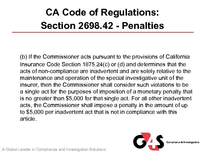CA Code of Regulations: Section 2698. 42 - Penalties (b) If the Commissioner acts