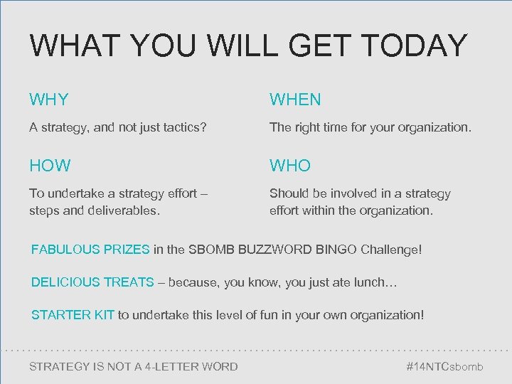 WHAT YOU WILL GET TODAY WHEN A strategy, and not just tactics? The right