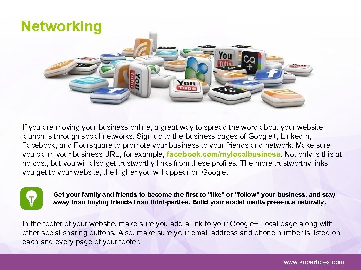 Networking If you are moving your business online, a great way to spread the