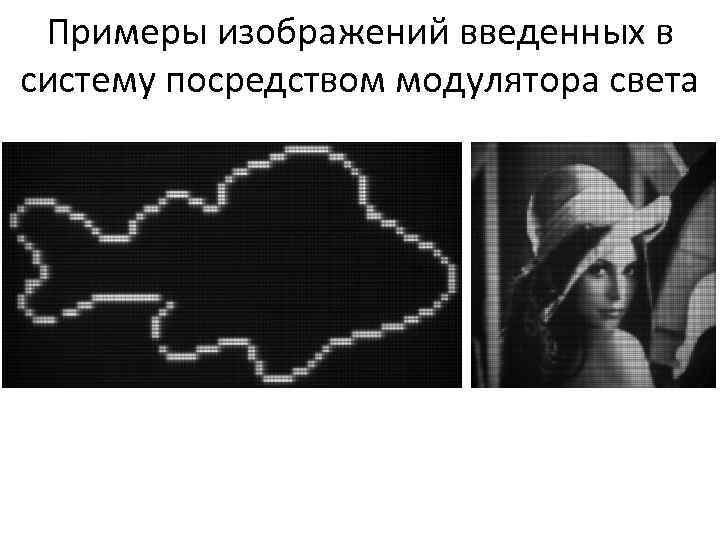 Примеры изображений введенных в систему посредством модулятора света 