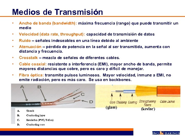 Medios de Transmisión • Ancho de banda (bandwidth): máxima frecuencia (rango) que puede transmitir