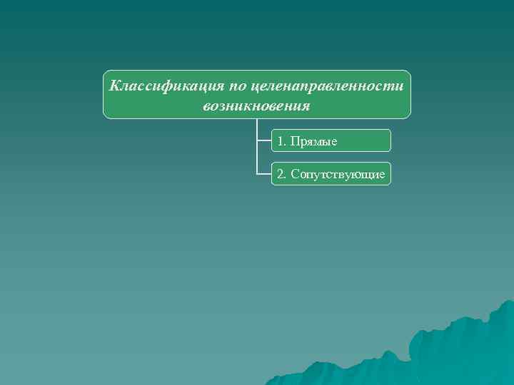 Классификация по целенаправленности возникновения 1. Прямые 2. Сопутствующие 