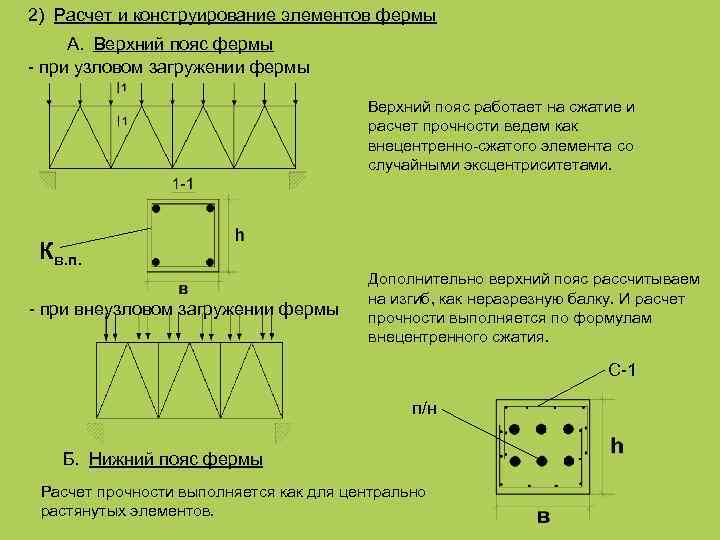 2) Расчет и конструирование элементов фермы A. Верхний пояс фермы - при узловом загружении