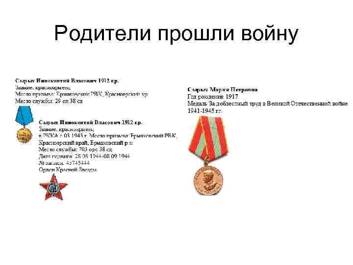 Родители прошли войну 