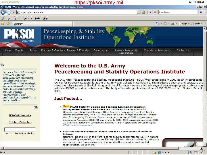 UNCLASSIFIED https: //pksoi. army. mil US Army Combined Arms Center As of 8 JAN