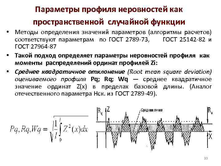 Параметры профиля неровностей как пространственной случайной функции • Методы определения значений параметров (алгоритмы расчетов)