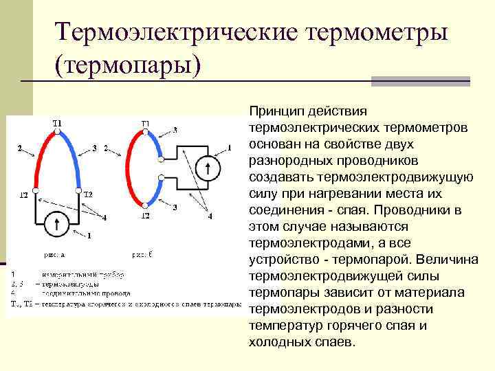 Принцип температуры. Как работает датчик термопара. Термопара принцип действия. Устройство и принцип действия термопары. Термопара принцип работы.