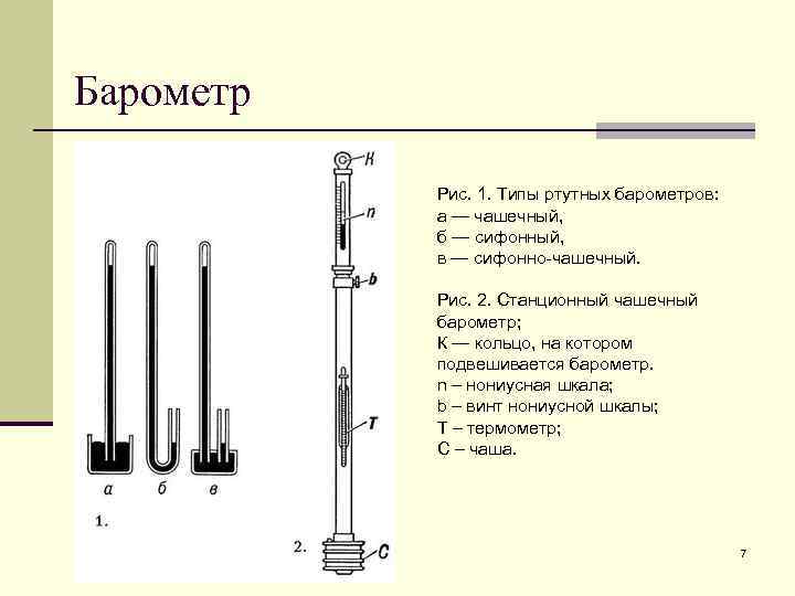 Схема ртутного барометра