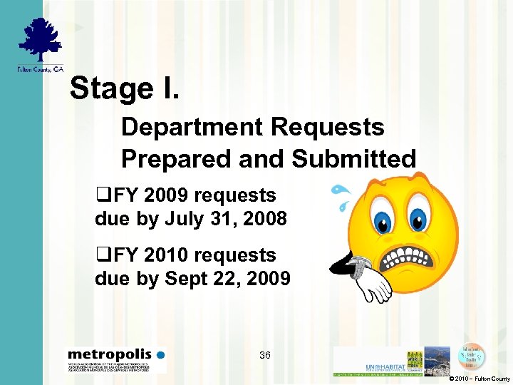 Stage I. Department Requests Prepared and Submitted q. FY 2009 requests due by July