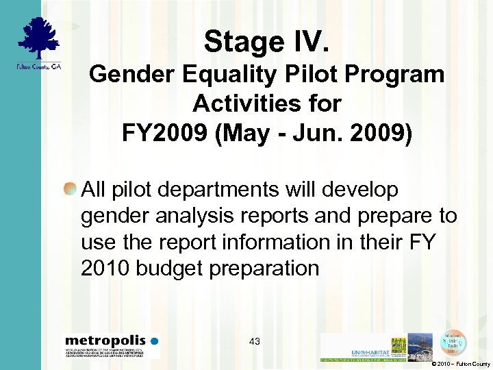 Stage IV. Gender Equality Pilot Program Activities for FY 2009 (May - Jun. 2009)