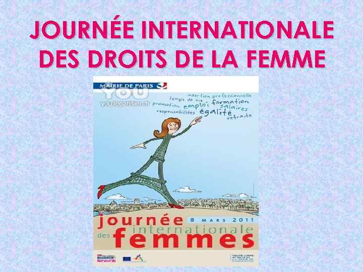 JOURNÉE INTERNATIONALE DES DROITS DE LA FEMME 